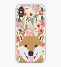 Shiba Inu floral dog face cute peeking shiba inus gifts iPhone Case
