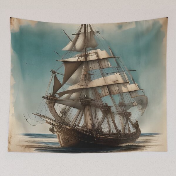 Item preview, Vintage Sailing Vessel Ship Pencil Sketch designed and sold by PC-artist.