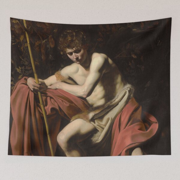 Item preview, Saint John the Baptist in the Wilderness | Caravaggio | 1605 Baroque Biblical Art designed and sold by CJET.