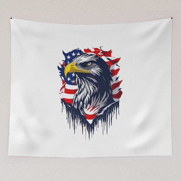 Item preview,  portrait of an eagle against the background of the flag designed and sold by jkrphoto.