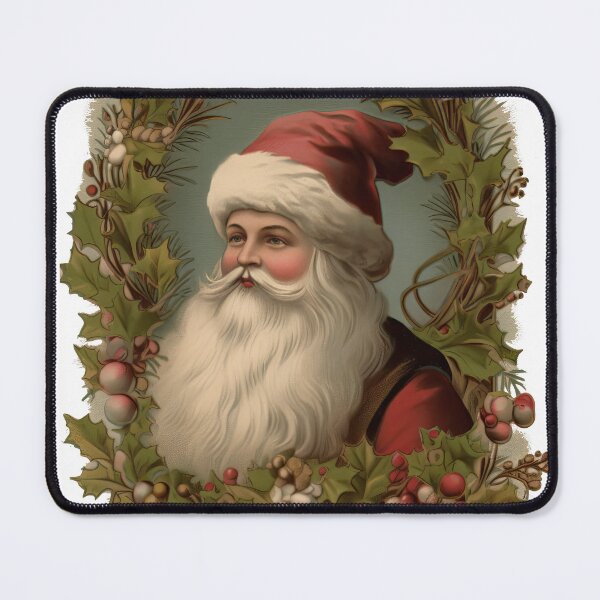 Item preview, Christmas Victorian Santa Surrounded by holly and berry wreath designed and sold by HowToHoliday.