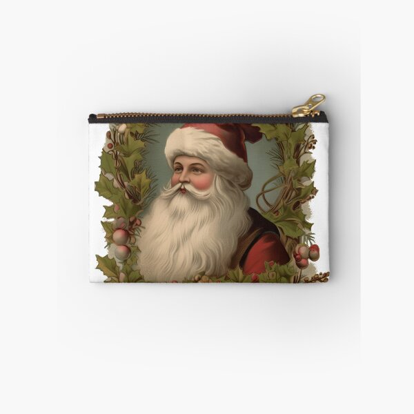 Item preview, Christmas Victorian Santa Surrounded by holly and berry wreath designed and sold by HowToHoliday.