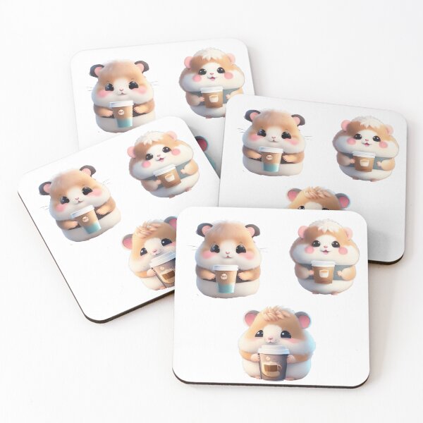 Item preview, set of stickers of adorable hamster drinking coffee designed and sold by tori-s02.