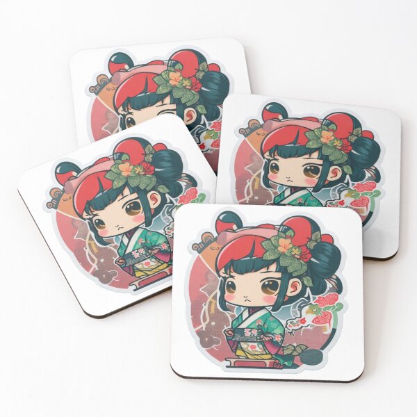 Item preview, Adorable kimono-clad girl radiating stylish charm stickers designed and sold by mefirefire.