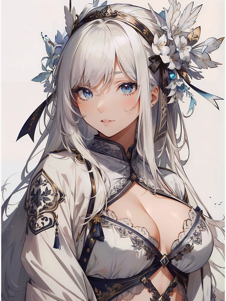 Charming Anime Girl With White Hair Sticker for Sale by