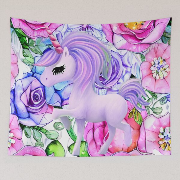 Item preview, Purple Floral Unicorn Love designed and sold by purplesensation.