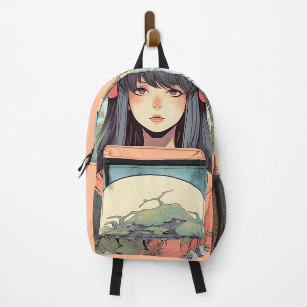 Item preview, Melodic Oasis | Anime Girl in Moss and Foliage | Sea Green Orange | Retro | Vintage designed and sold by Future /  Classic.