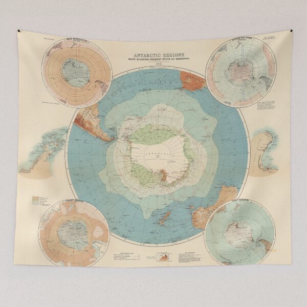 Item preview, Vintage Antarctica Map (1898) designed and sold by BravuraMedia.