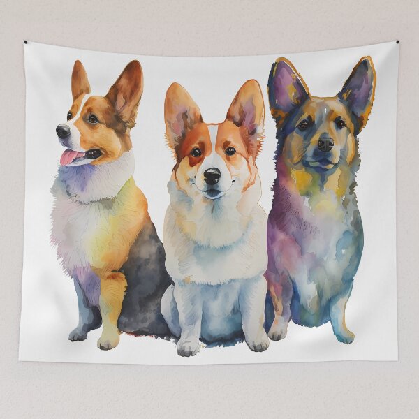 Item preview, Watercolor Funny Dog Pack Welsh Corgi Pembroke designed and sold by ArtHideaway.
