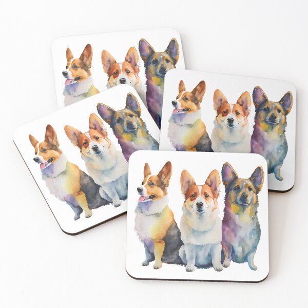 Item preview, Watercolor Funny Dog Pack Welsh Corgi Pembroke designed and sold by ArtHideaway.