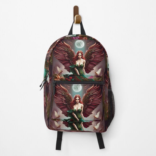 Item preview, surreal illustration. devil and angels posing like a Piscis symbol, merging with flowers, swirl of colours, aqua, forest green, russet, burgundy. Foggy forest designed and sold by ZColection.