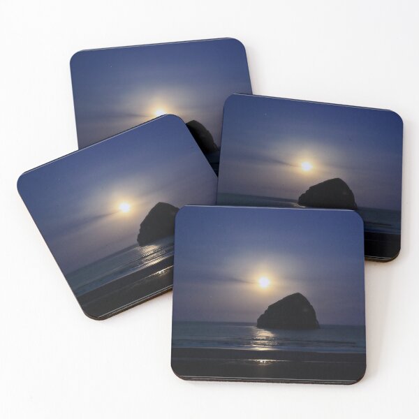 Item preview, Moon set over Haystack Rock designed and sold by Tiana  McVay.