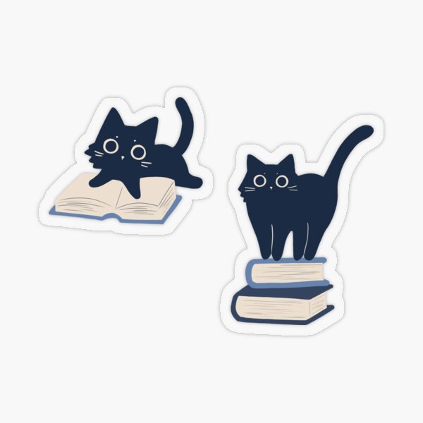 Item preview, cats and books set designed and sold by indiebookster.