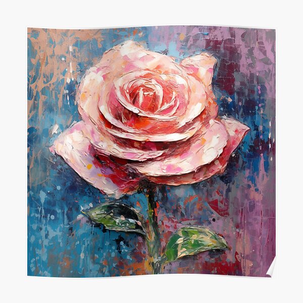 Pretty Pink Rose Single Bloom Poster