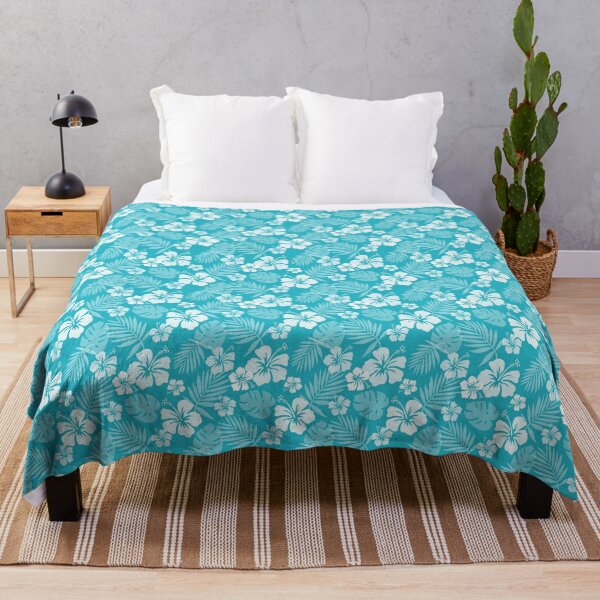 Vista previa del artículo con la obra «Patrón floral de hibisco simple en azul verdoso», diseñado y vendido por XenaBean.