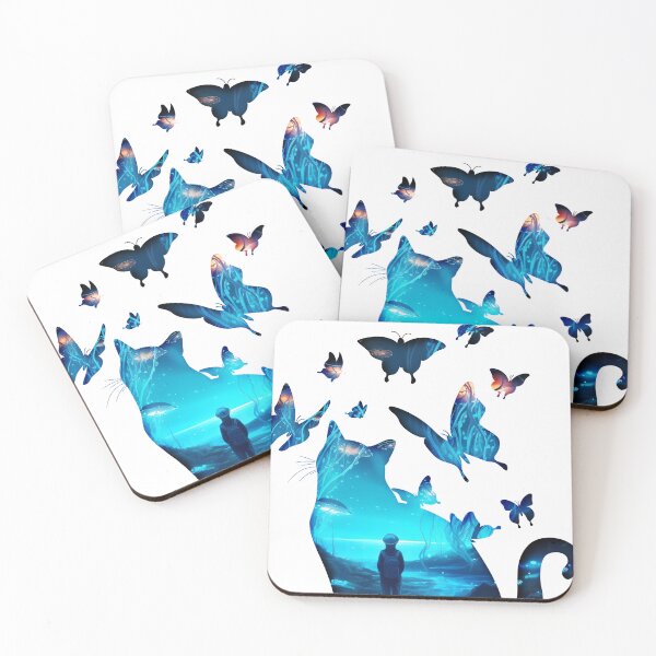 Item preview, Bioluminescent Brilliance: A Feline and Butterfly Silhouette designed and sold by WFTan.