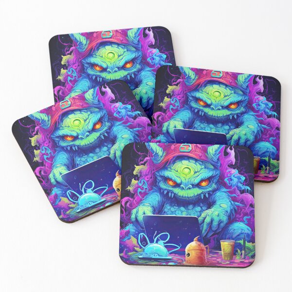 Item preview, Vibrant neon monster design ignites imagination with electrifying colors designed and sold by AiAgency.