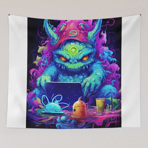 Item preview, Vibrant neon monster design ignites imagination with electrifying colors designed and sold by AiAgency.