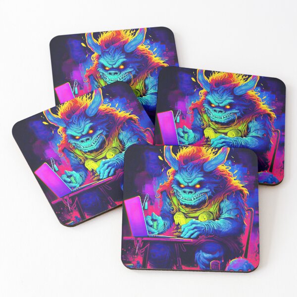 Item preview, Vibrant neon monster design ignites imagination with electrifying colors designed and sold by AiAgency.