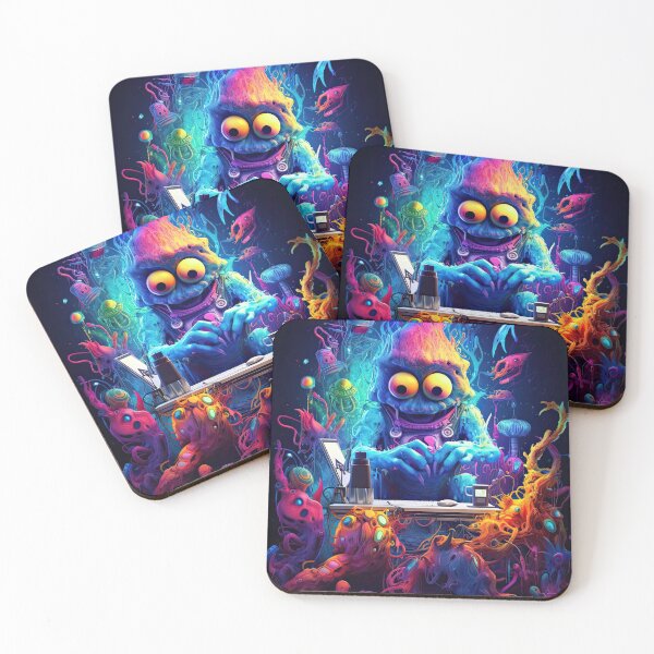 Item preview, A computer-generated neon-colored monster on a vibrant design designed and sold by AiAgency.