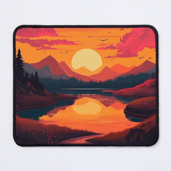 Item preview, Sunset with a Lake Reflecting the Sun | beautiful scenery designed and sold by ExtrovArt.