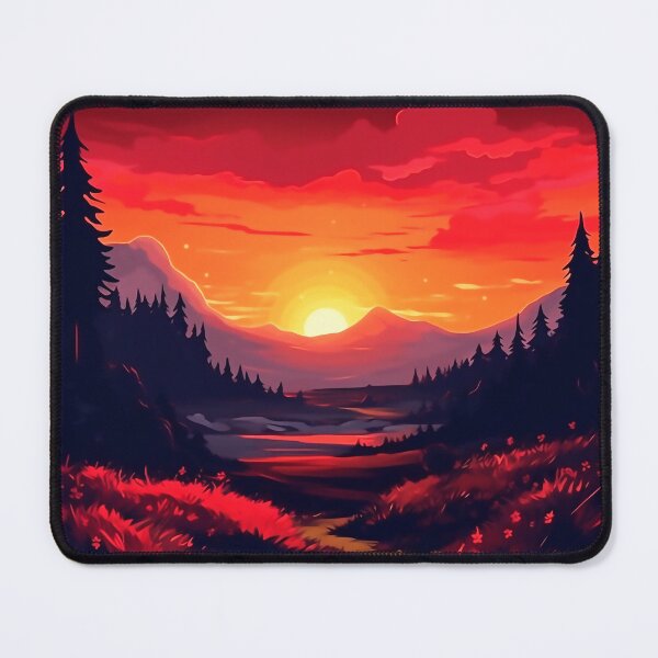 Item preview, Sunset in a Forest with Mountains | beautiful scenery designed and sold by ExtrovArt.