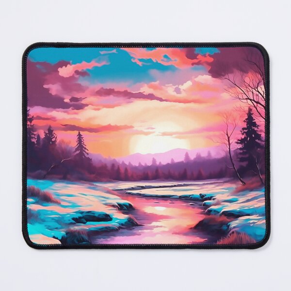 Item preview, Winter Sunset with a Frozen River | beautiful scenery designed and sold by ExtrovArt.