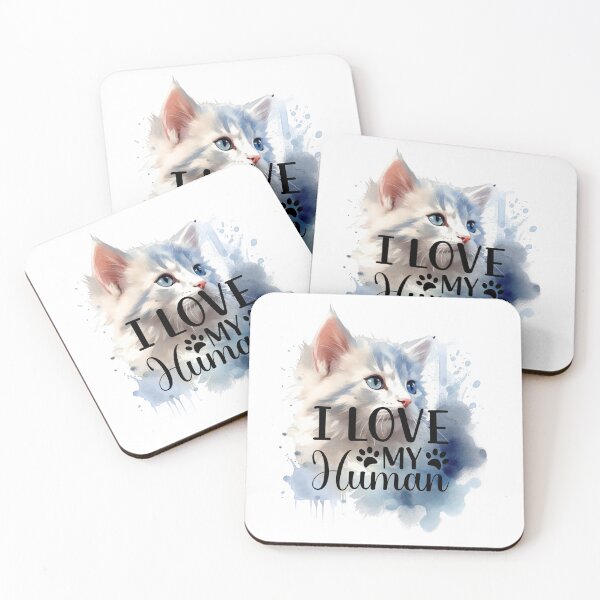 Item preview, Dreamy Watercolor Cat: I Love My Human designed and sold by MyMerryMary.