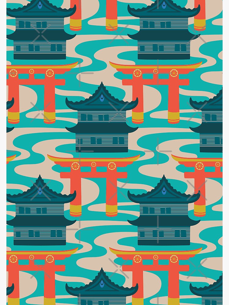 "EDO Traditional Japanese Castles and Oriental Japan Torii Gates with