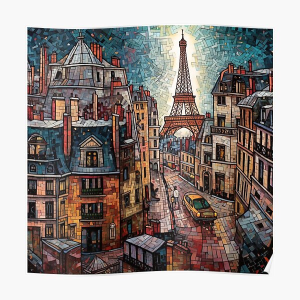 Iconic Paris Art Brut Style Poster