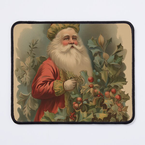 Item preview, Christmas Victorian Santa Standing by holly and berry bush designed and sold by HowToHoliday.