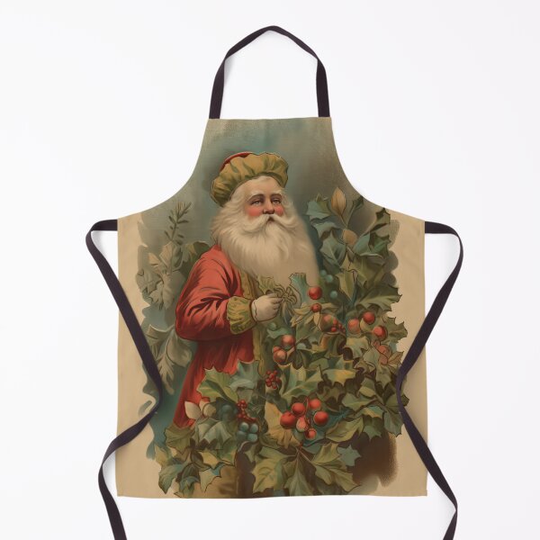 Item preview, Christmas Victorian Santa Standing by holly and berry bush designed and sold by HowToHoliday.
