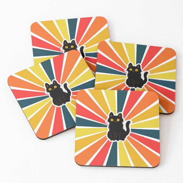 Item preview, Cute Cat With Retro Colorful  sunburst Background designed and sold by alaasobhi.