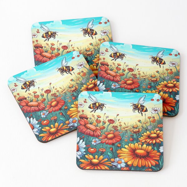 Item preview, Bees in a Beautiful Field of Flowers designed and sold by luckyredskittle.