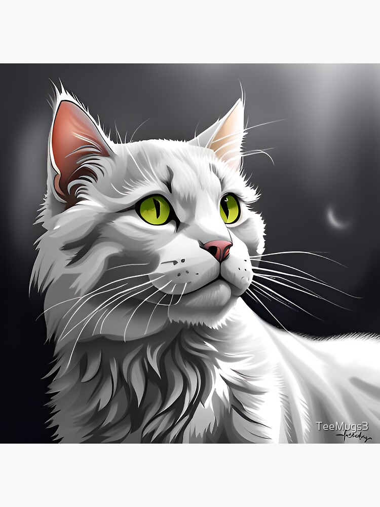 Thumbnail 3 of 3, Sticker, Cute Grey Cat Illustration designed and sold by TeeMugs3.