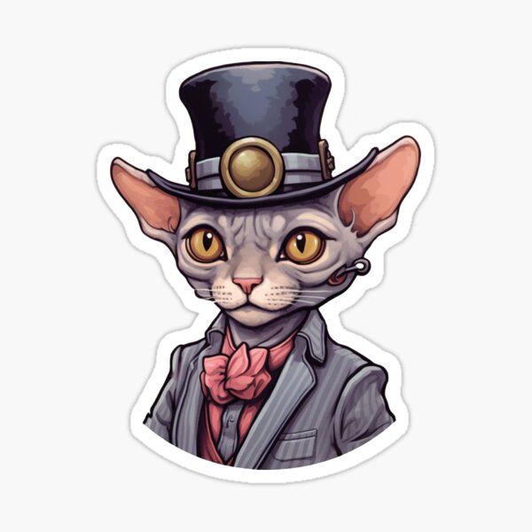 Elegant Sphynx Cat in Hat Sticker