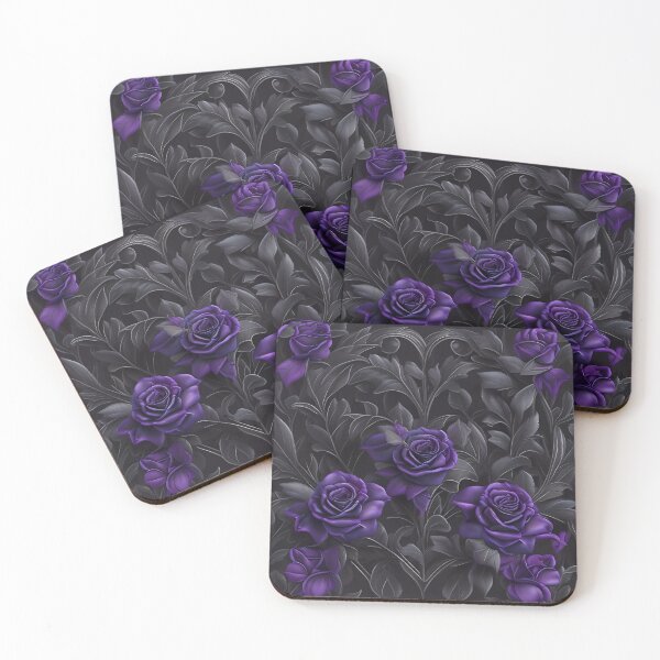 Item preview, Black leaves and purple roses- gothic inspired designed and sold by Nosy is Everything.