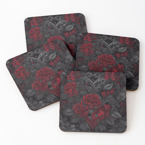 Item preview, Red roses with black foliage- gothic inspired designed and sold by Nosy is Everything.