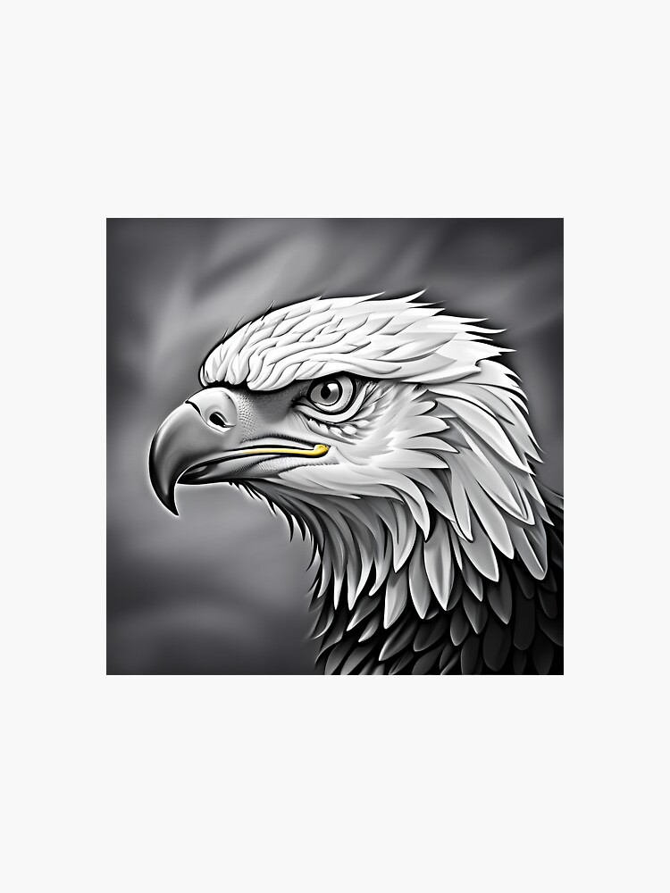 Thumbnail 3 of 3, Sticker, Eagle in black and white designed and sold by TeeMugs3.
