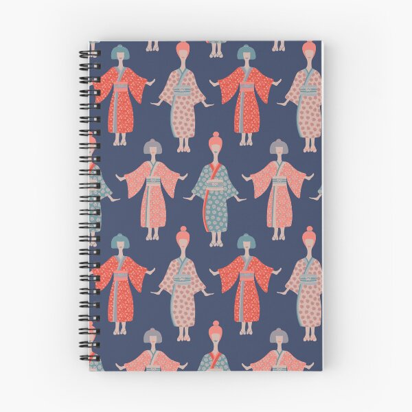 Item preview, KIMONO LADIES Traditional Japanese Geisha Women in Traditional Palette Blush Rust Blue Gray - UnBlink Studio by Jackie Tahara designed and sold by Jackie Tahara of UnBlink Studio.