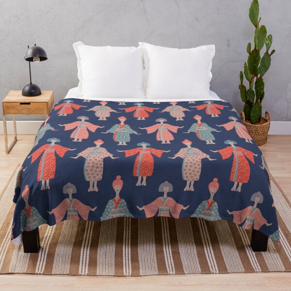 Item preview, KIMONO LADIES Traditional Japanese Geisha Women in Traditional Palette Blush Rust Blue Gray - UnBlink Studio by Jackie Tahara designed and sold by Jackie Tahara of UnBlink Studio.