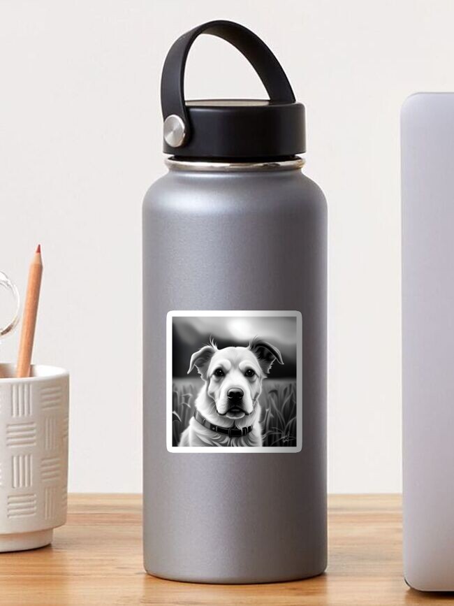 Thumbnail 1 of 3, Sticker, Black and white dog designed and sold by TeeMugs3.