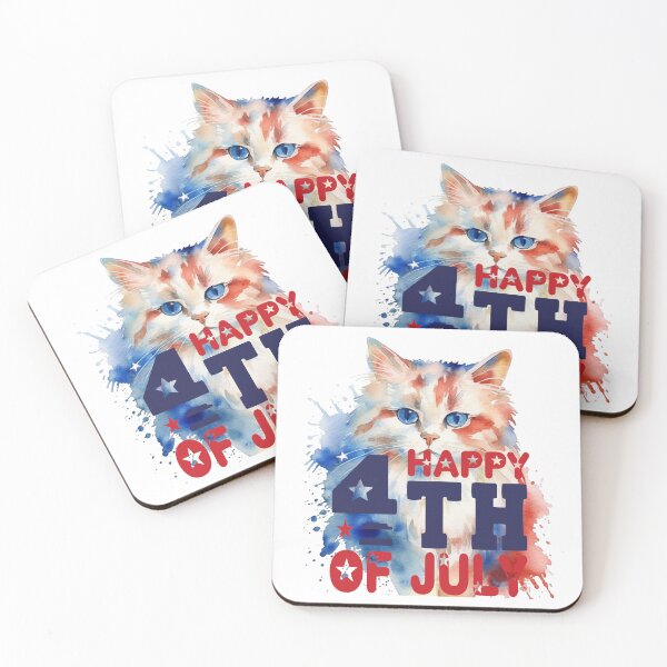 Item preview, Watercolor Cat: Happy 4th of July designed and sold by MyMerryMary.