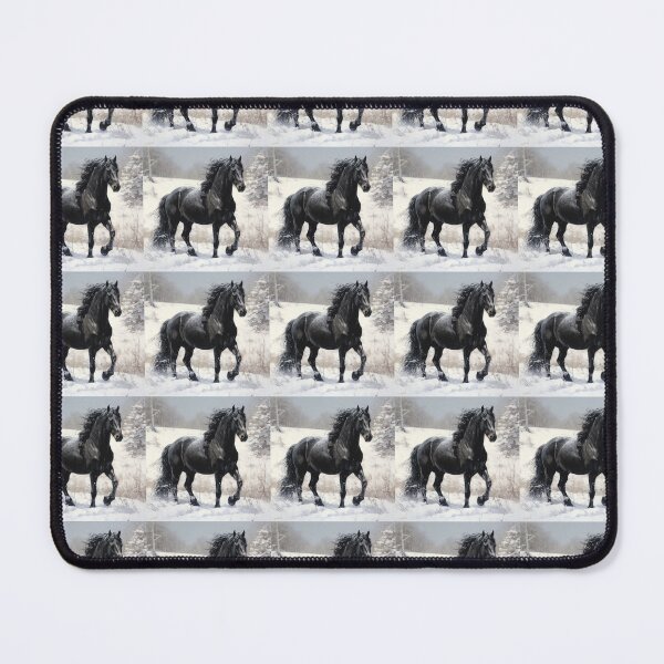 Item preview, Portrait of a Black Horse on Snow designed and sold by Pop-Galore.