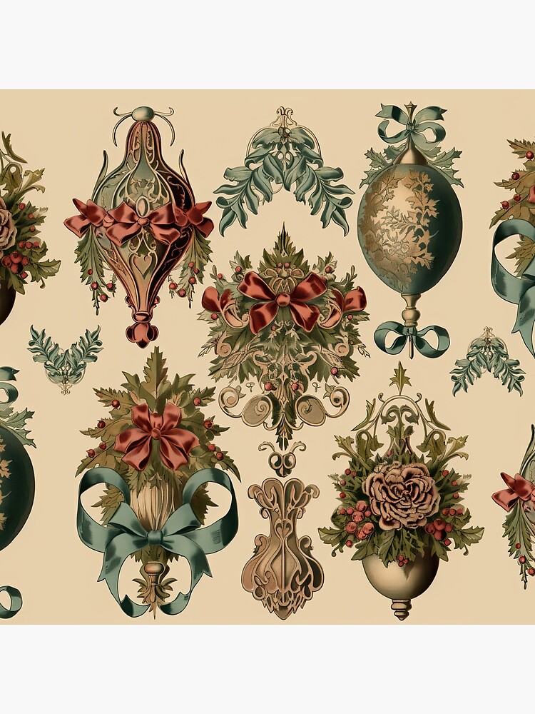 Thumbnail 4 of 4, Pillow, Christmas Victorian Ornaments Design Set 2 designed and sold by HowToHoliday.