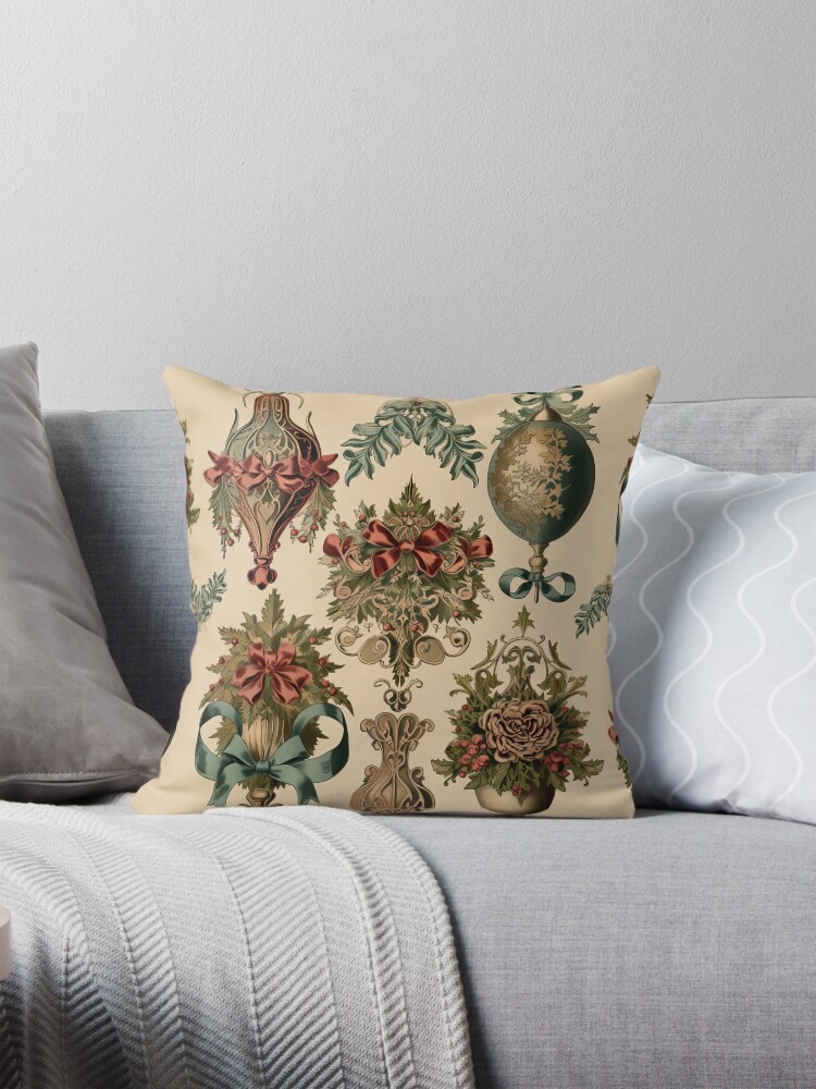 Thumbnail 1 of 4, Pillow, Christmas Victorian Ornaments Design Set 2 designed and sold by HowToHoliday.