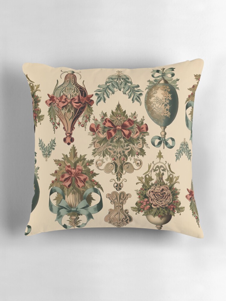 Thumbnail 3 of 4, Pillow, Christmas Victorian Ornaments Design Set 2 designed and sold by HowToHoliday.