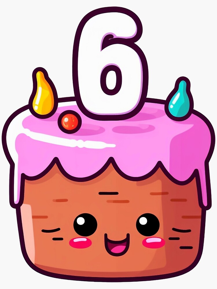 Number 6 Rainbow Birthday Cake