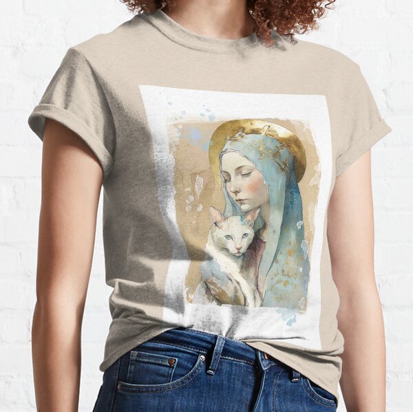 Mother of God Holy Mary with Cat watercolor Classic T-Shirt