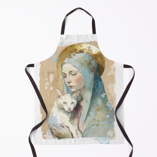 Item preview, Mother of God Holy Mary with Cat watercolor designed and sold by bellabitis.